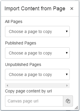 Import content from page panel
