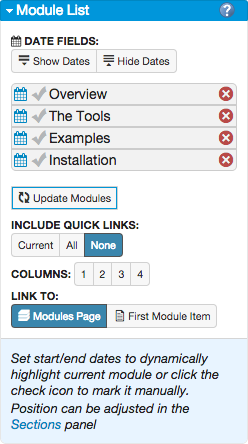 Modules List Interface